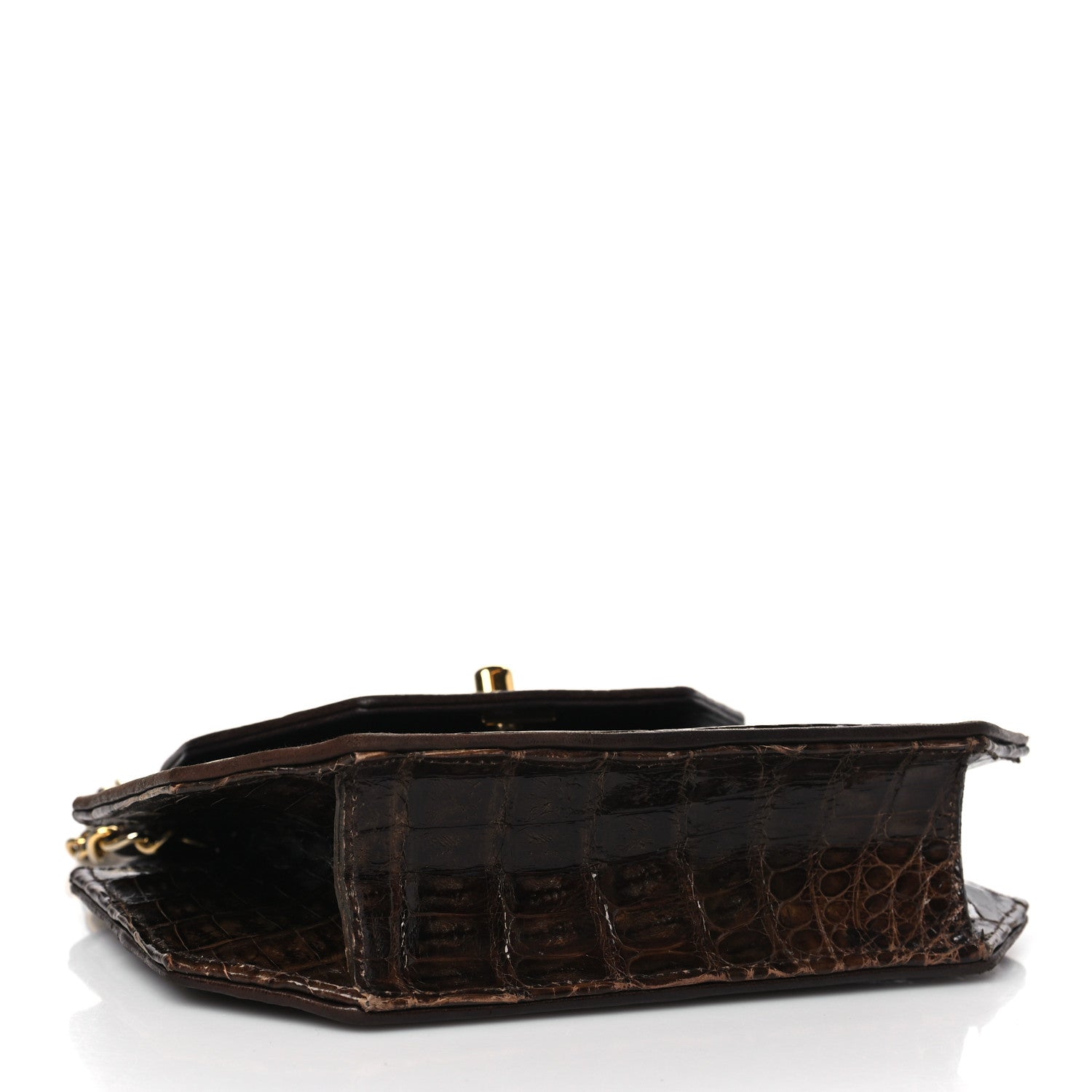 Chanel Shiny Crocodile Flap Dark Brown 4 of 12