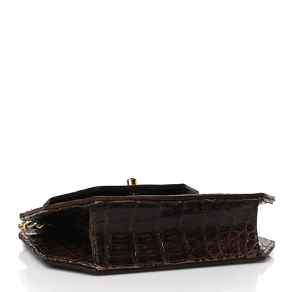 Chanel Shiny Crocodile Flap Dark Brown 4 of 12