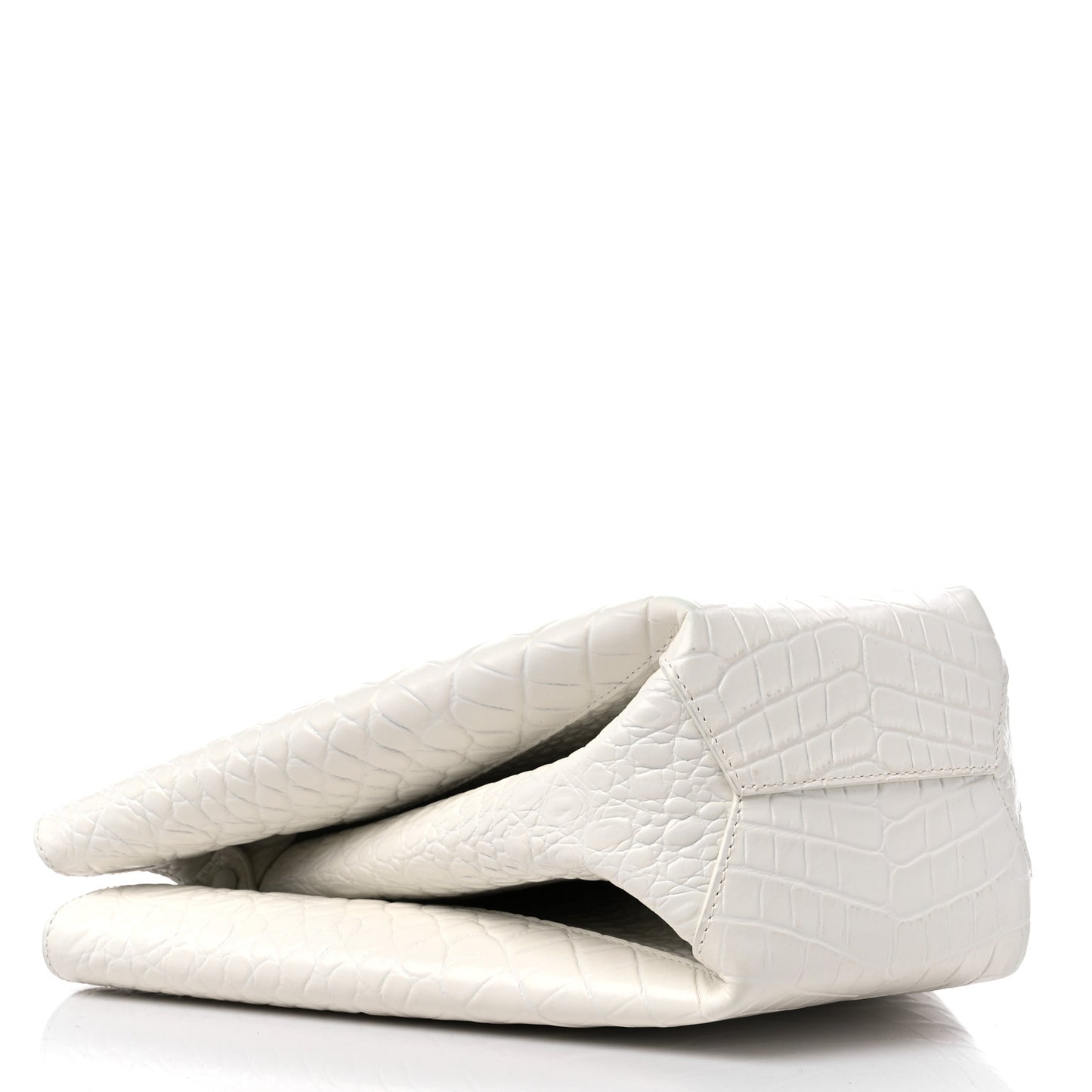 Calfskin Crocodile Embossed Doll Top Handle Bag White