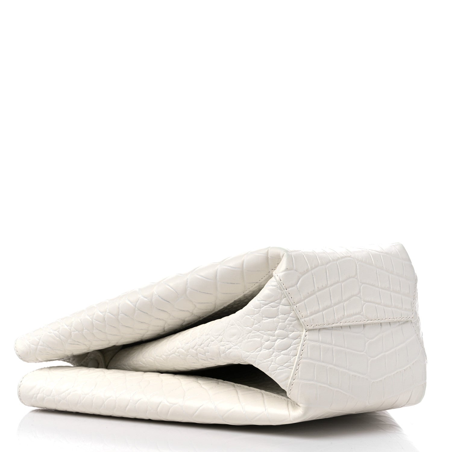 Bottega Veneta Calfskin Crocodile Embossed Doll Top Handle Bag White 5 of 11