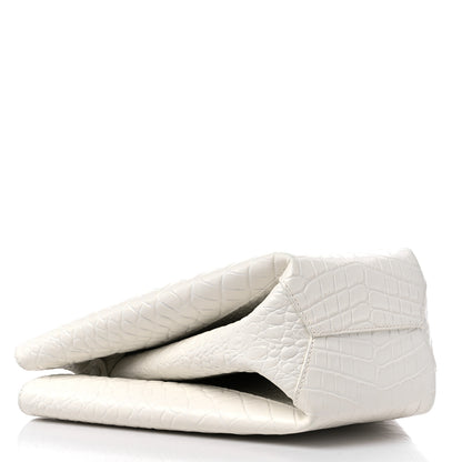Bottega Veneta Calfskin Crocodile Embossed Doll Top Handle Bag White 5 of 11