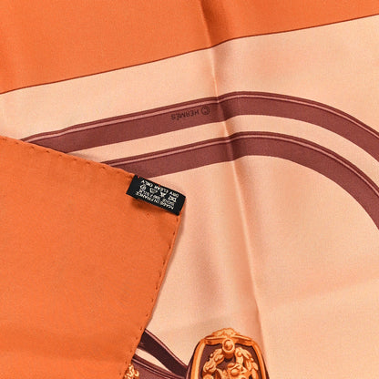 Hermes Silk Brides De Gala Scarf 90 Orange Brown 3 of 3