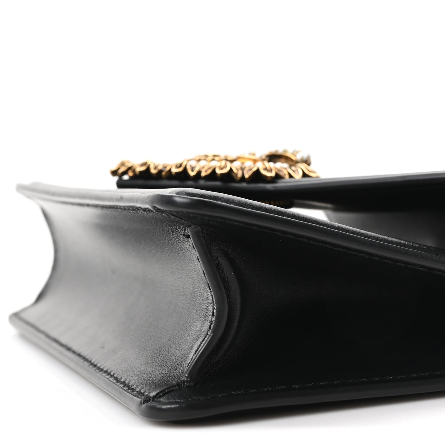 Smooth Calfskin Small Devotion Envelope Top Handle Bag Black