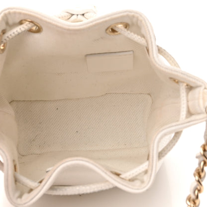Chanel Caviar Quilted Mini CC Pocket Bucket Bag White 5 of 11