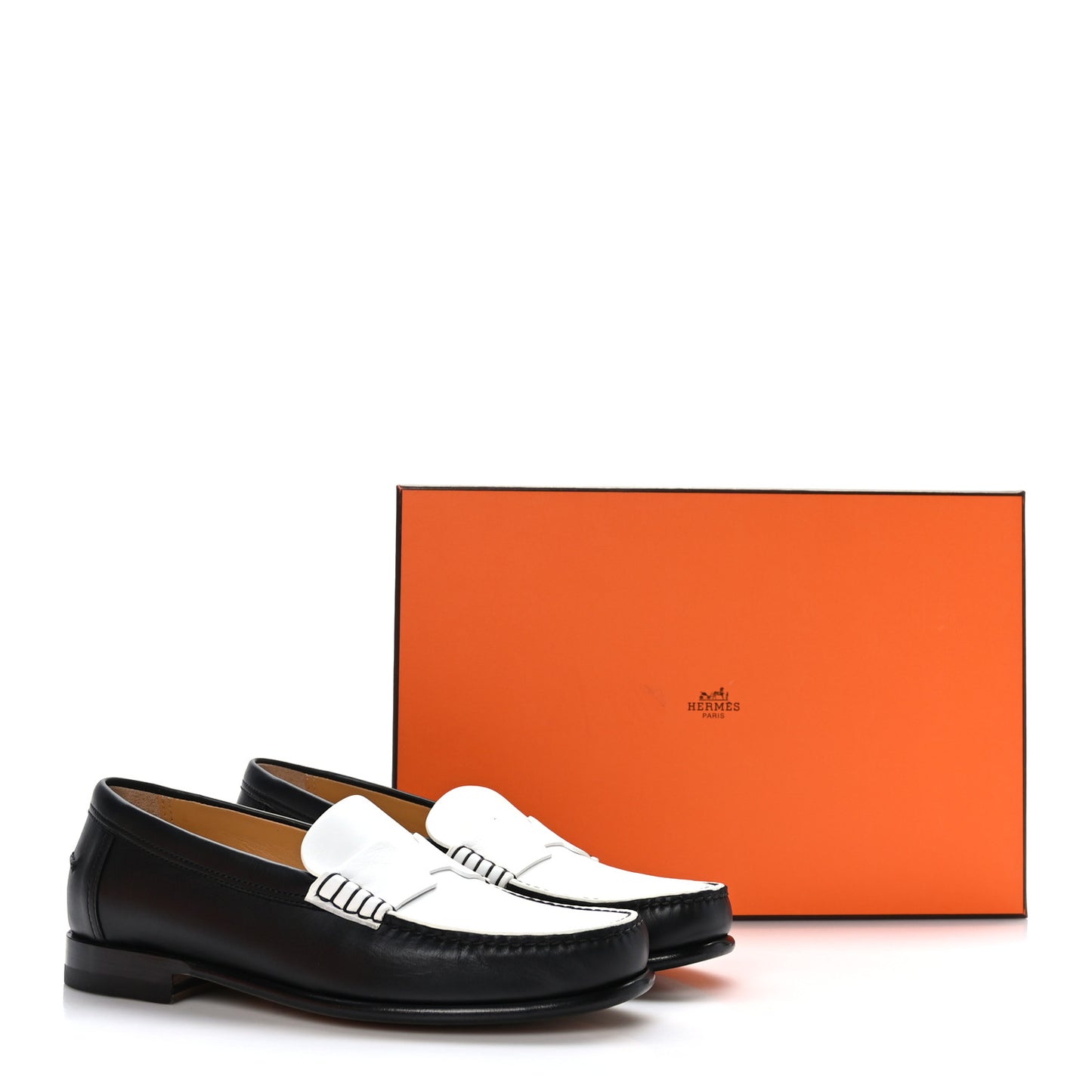 Calfskin Womens Kennedy Loafers 37 Black White