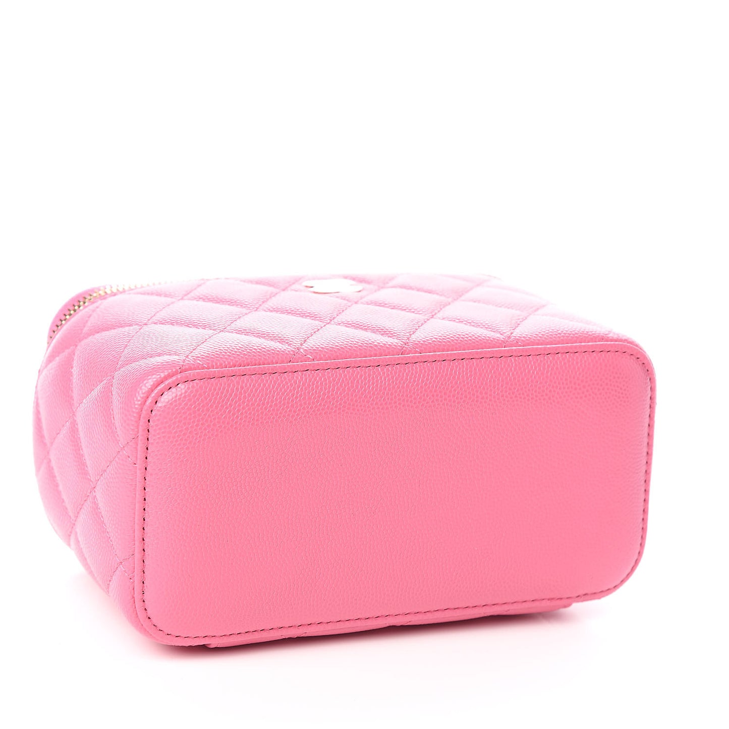 Caviar Quilted Small Vanity Case With Chain Pink