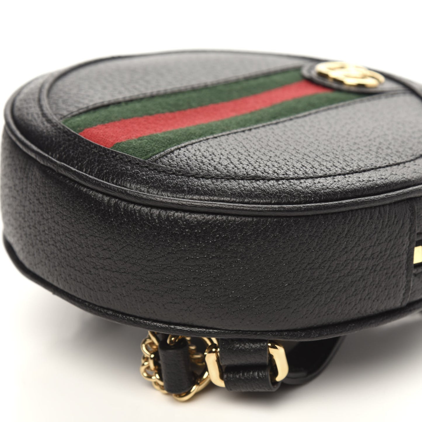 Grained Calfskin Web Mini Ophidia Round Backpack Black