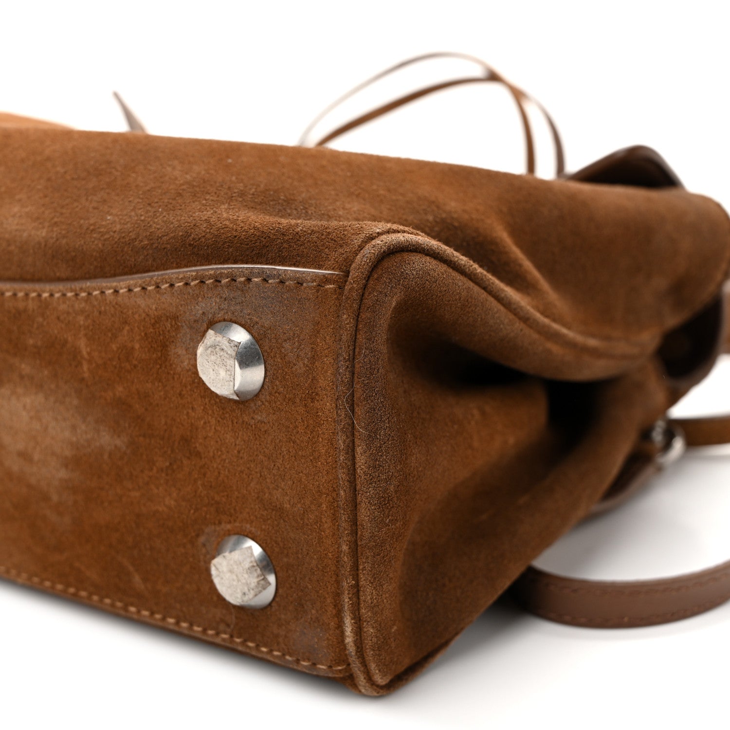 Balenciaga Waxed Suede Mini Rodeo Top Handle Handbag Camel 9 of 10