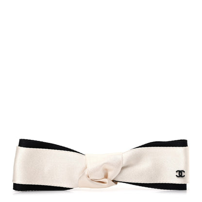 Chanel Satin CC Hair Clip Bow Black White 1 of 6