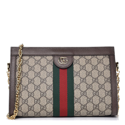 Gucci GG Supreme Monogram Web Small Ophidia Chain Shoulder Bag Brown 1 of 9