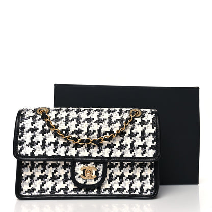 Chanel Metallic Lambskin Viscose Woven Flap Silver Black 11 of 11