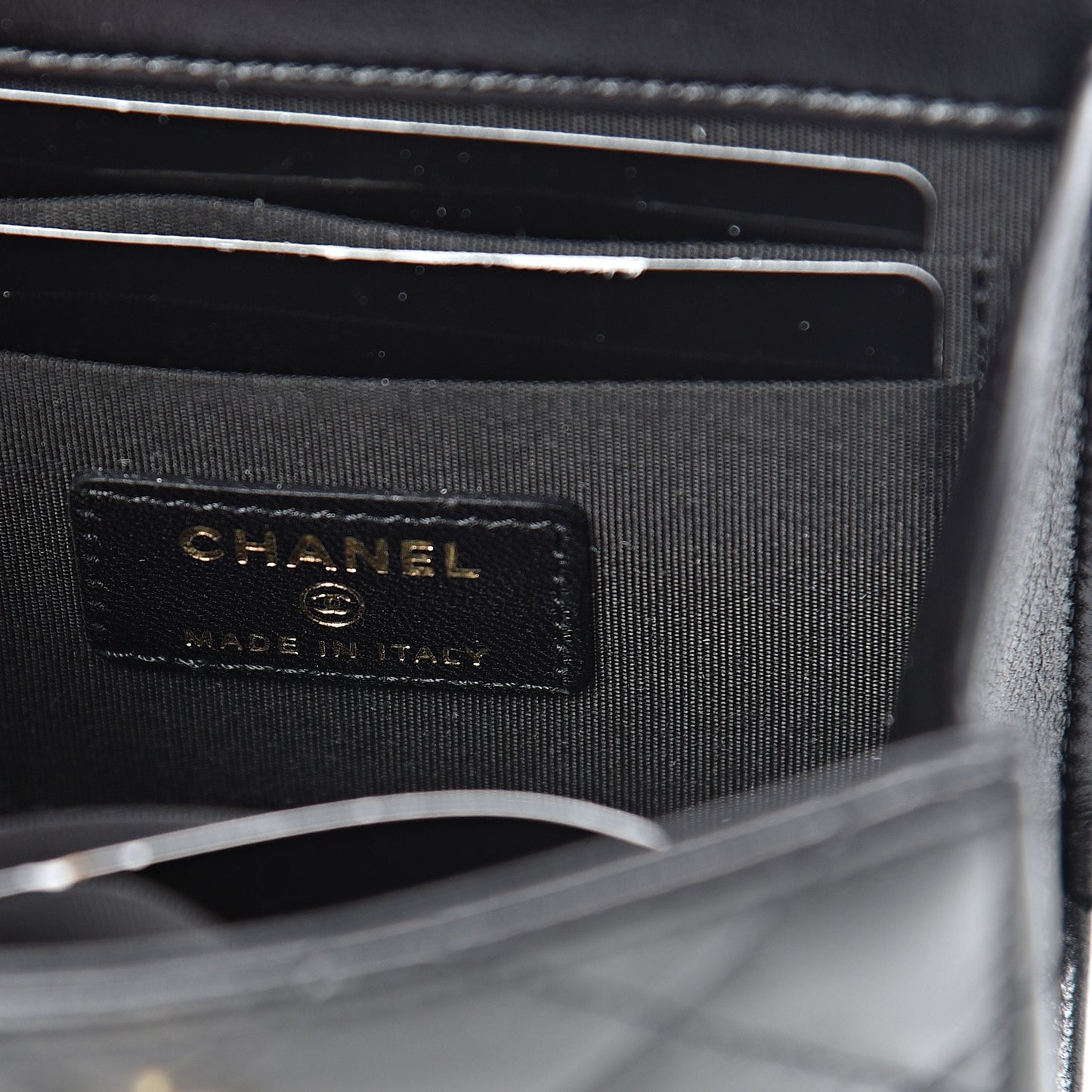 Lambskin Quilted Mini Trendy CC Chain Wallet Black