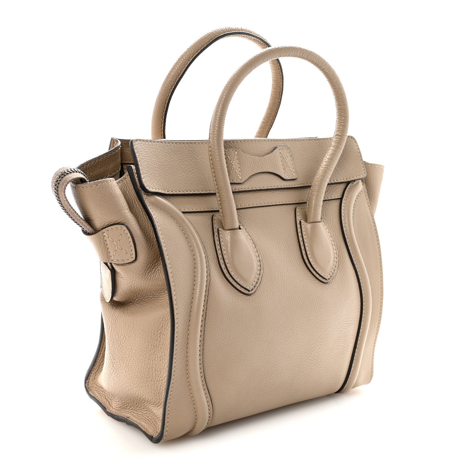 Celine Drummed Calfskin Micro Luggage Dune 3 of 9