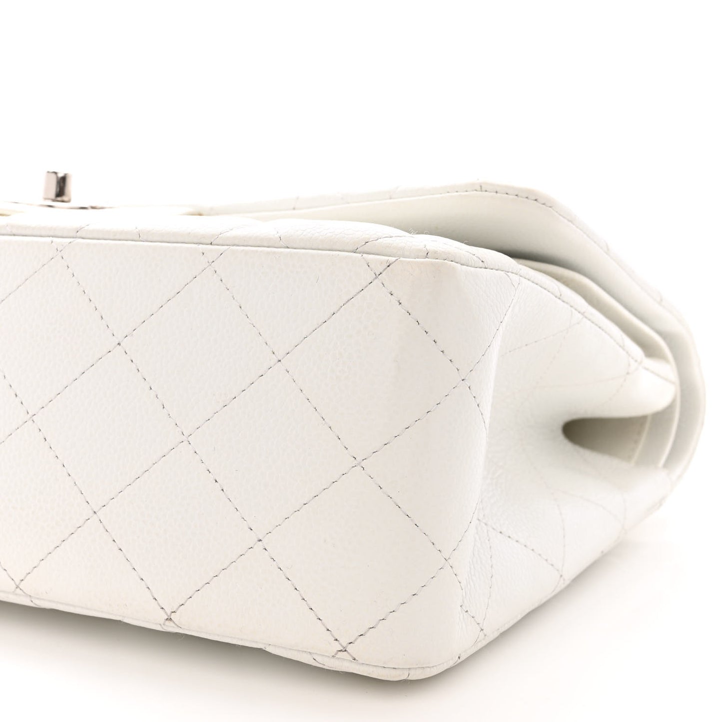 Caviar Quilted Jumbo Double Flap White