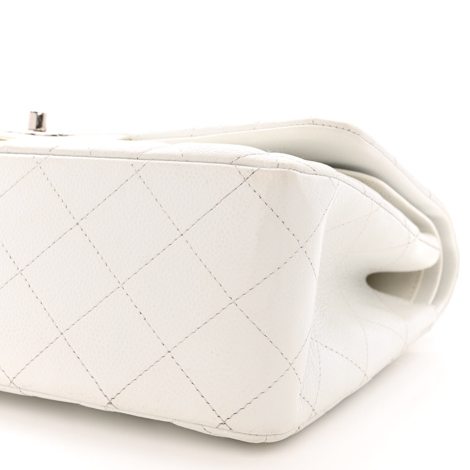 Chanel Caviar Quilted Jumbo Double Flap White 10 of 15