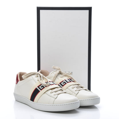 Gucci Calfskin Stripe Womens New Ace Sneakers 41 New Mystic White Ecru Red Flame 9 of 9