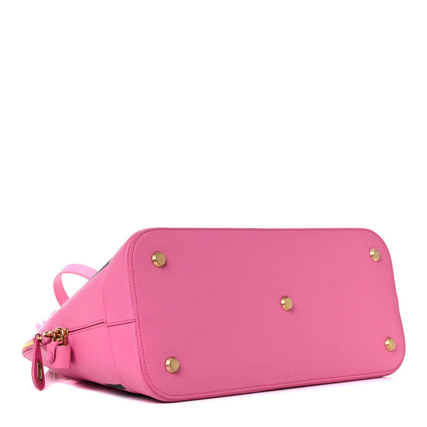 Signature Grained Calfskin Logo M Ville Top Handle Bag Acid Pink