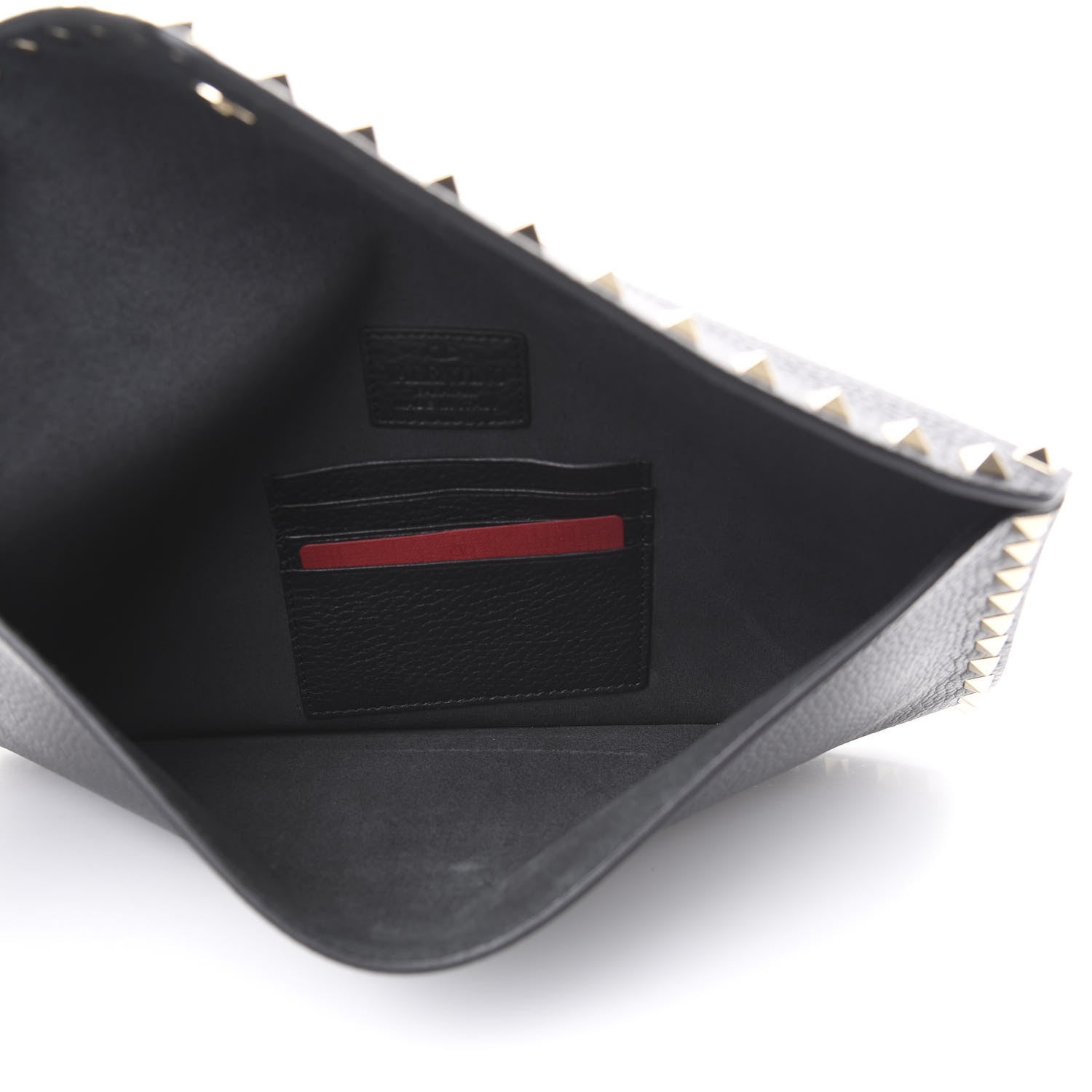 Valentino Garavani Pebbled Calfskin Large Rockstud Envelope Clutch Black 5 of 8