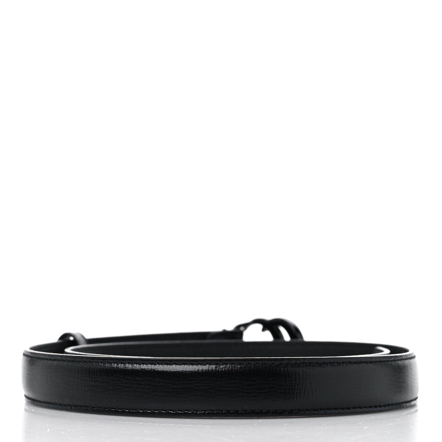 Gucci Azalea Calfskin Enamel Monochrome Double G 20mm Belt 75 30 Black 2 of 5