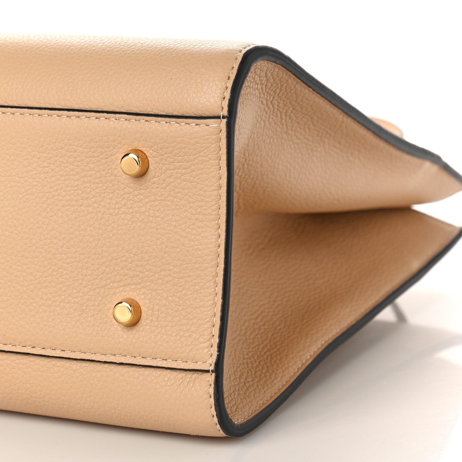 Versace Grained Calfskin Large Virtus Top Handle Shoulder Bag Beige 7 of 8