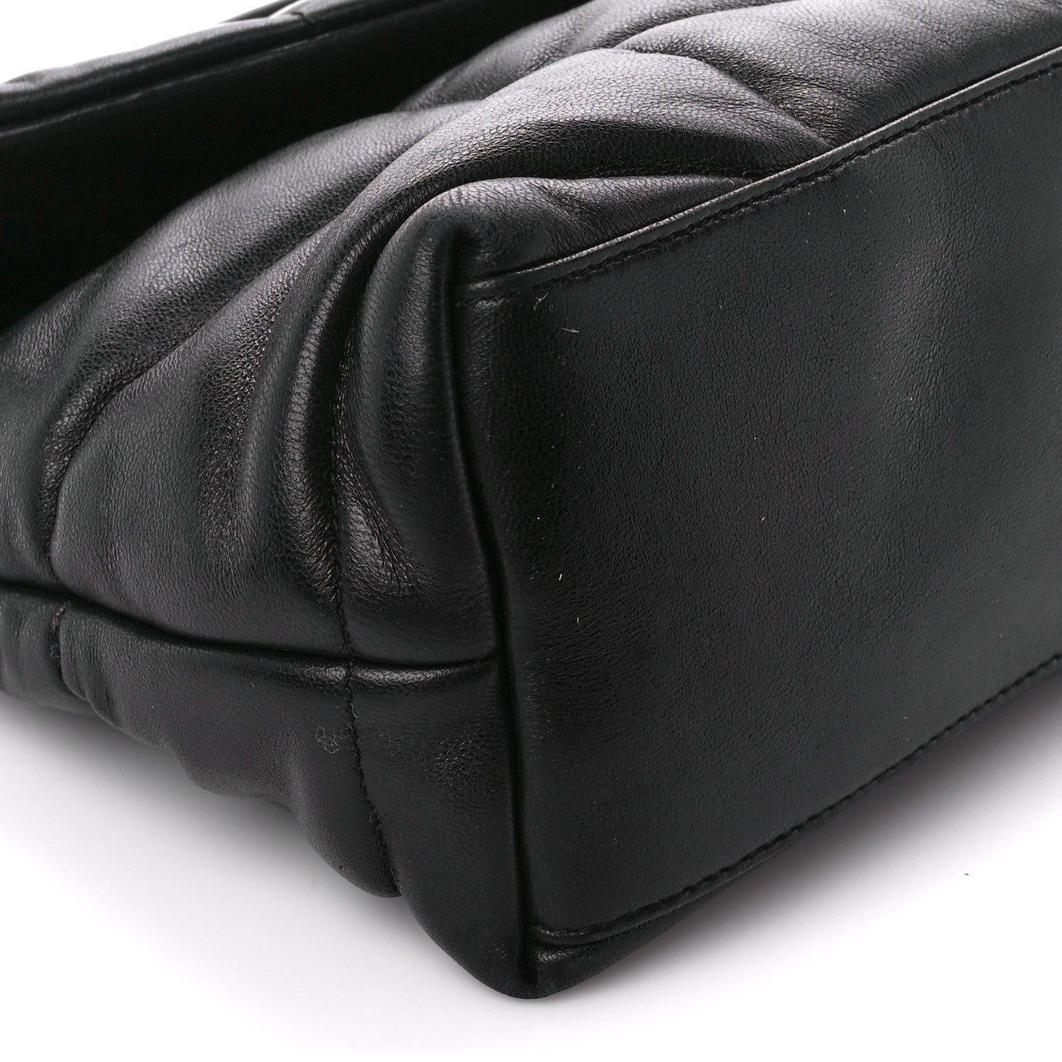 Saint Laurent Lambskin Quilted Monogram Monochrome Small Loulou Puffer Chain Satchel Black 10 of 11