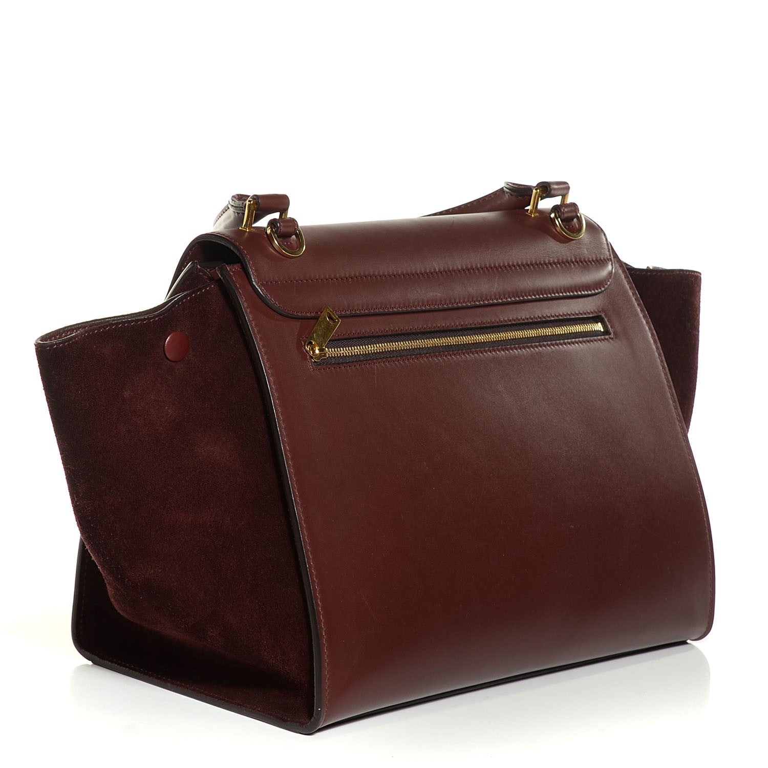 Celine Smooth Calfskin Suede Medium Trapeze Burgundy 3 of 8