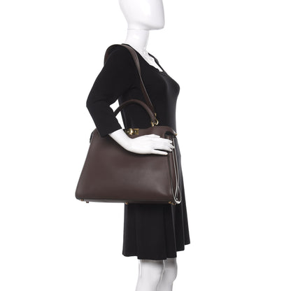 Fendi Vitello Large Peekaboo Iconic Essentially Satchel Brown Light Blue 2 of 16