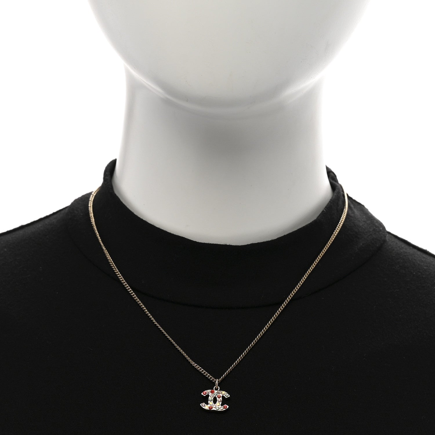 Chanel Crystal CC Necklace Gold Multicolor 2 of 5