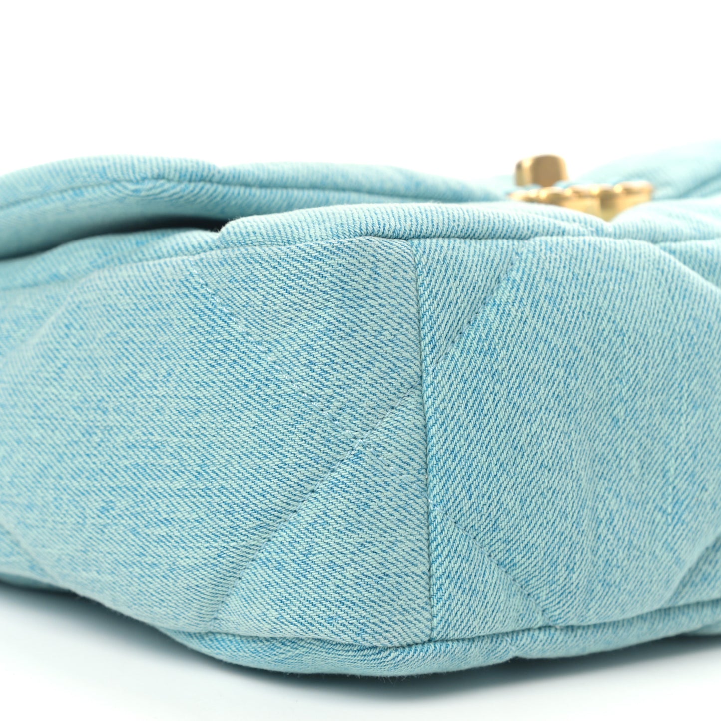 Denim Quilted Medium Chanel 19 Flap Neon Blue