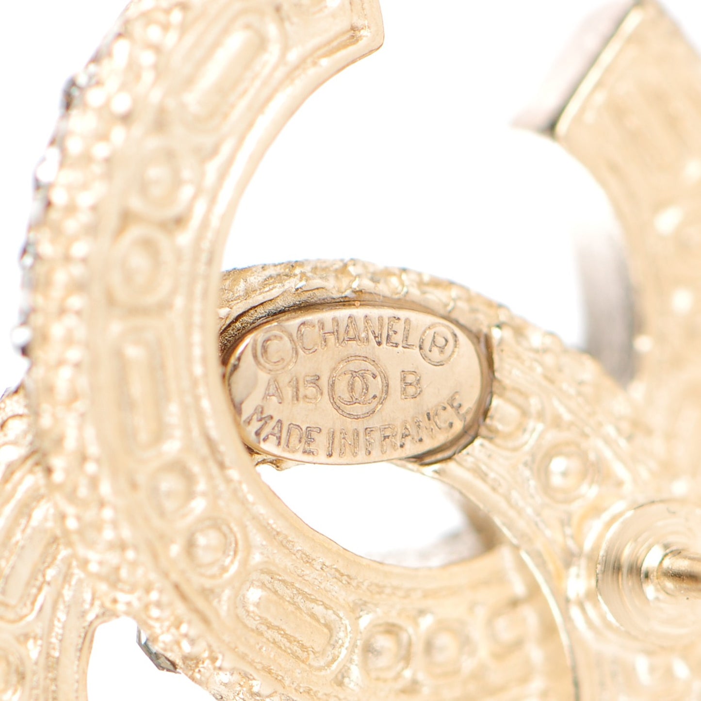 Crystal Baguette CC Earrings Light Gold Black