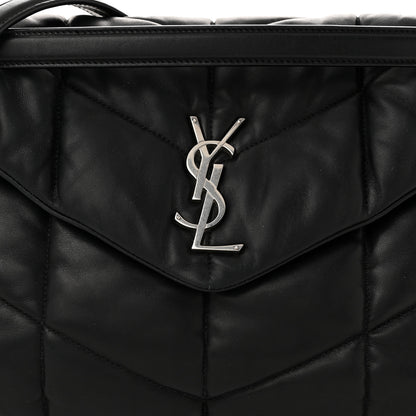 Saint Laurent Lambskin Quilted Medium Loulou Puffer Monogram Chain Satchel Black 8 of 10