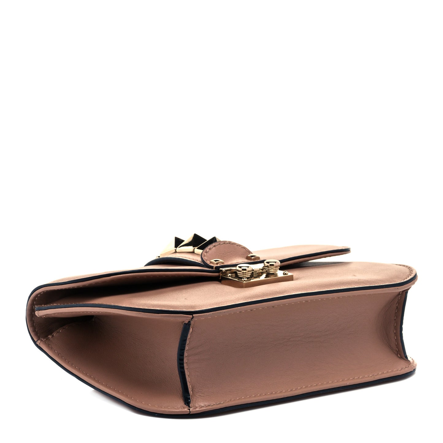 Vitello Small Glam Lock Rockstud Flap Soft Noisette