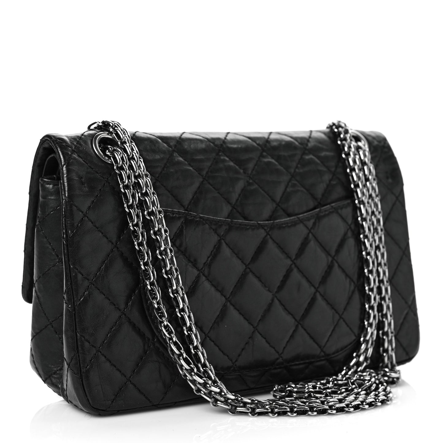 Aged Calfskin Quilted 2.55 Reissue 225 Flap Black