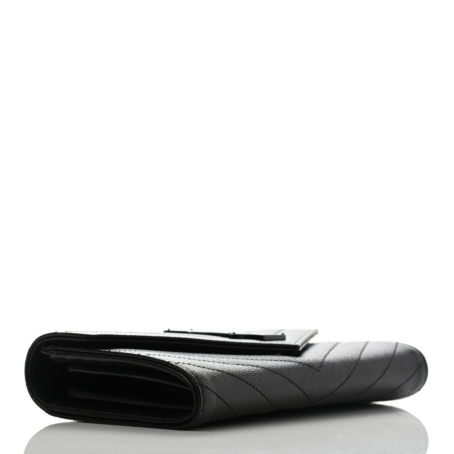 Grain De Poudre Matelasse Chevron Monogram Flap Wallet Black