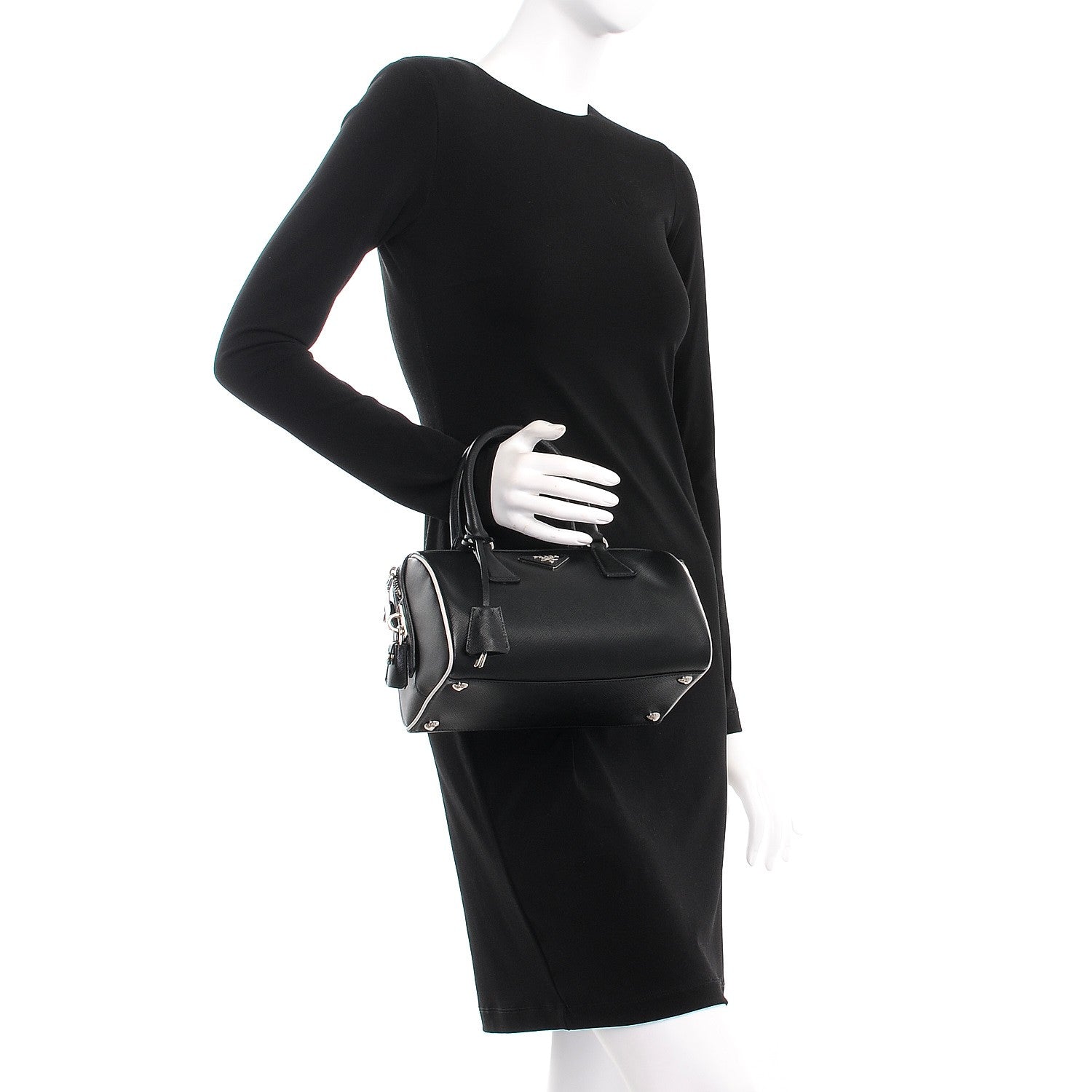 Prada Saffiano Lux Bowler Black 3 of 9