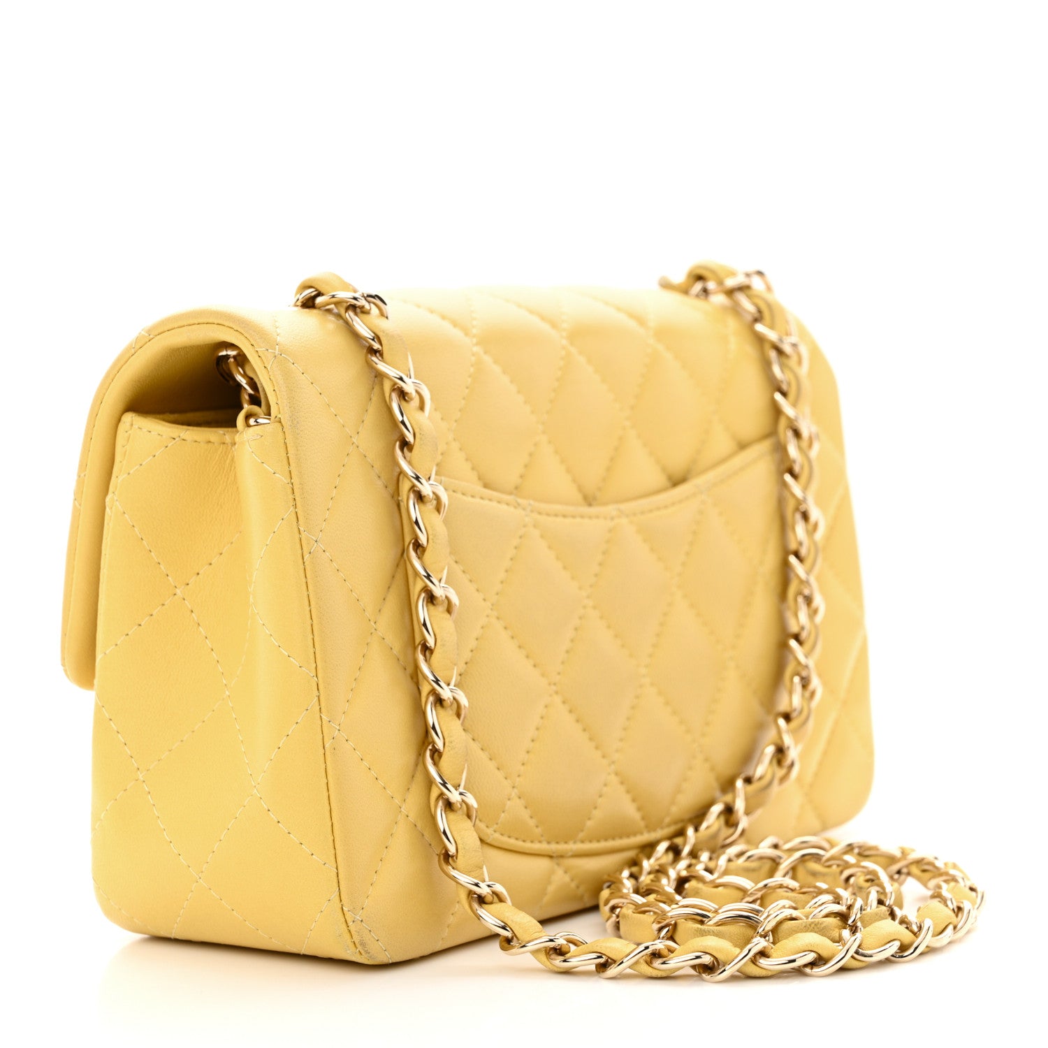 Chanel Lambskin Quilted Mini Rectangular Flap Yellow 3 of 17