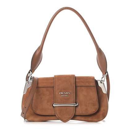 Prada Camoscio City Calfskin Sidonie Shoulder Bag Palissandro 1 of 7