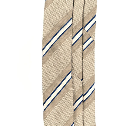 Chanel Linen Cotton Silk Mens CC Stripe Neck Tie Beige 6 of 6