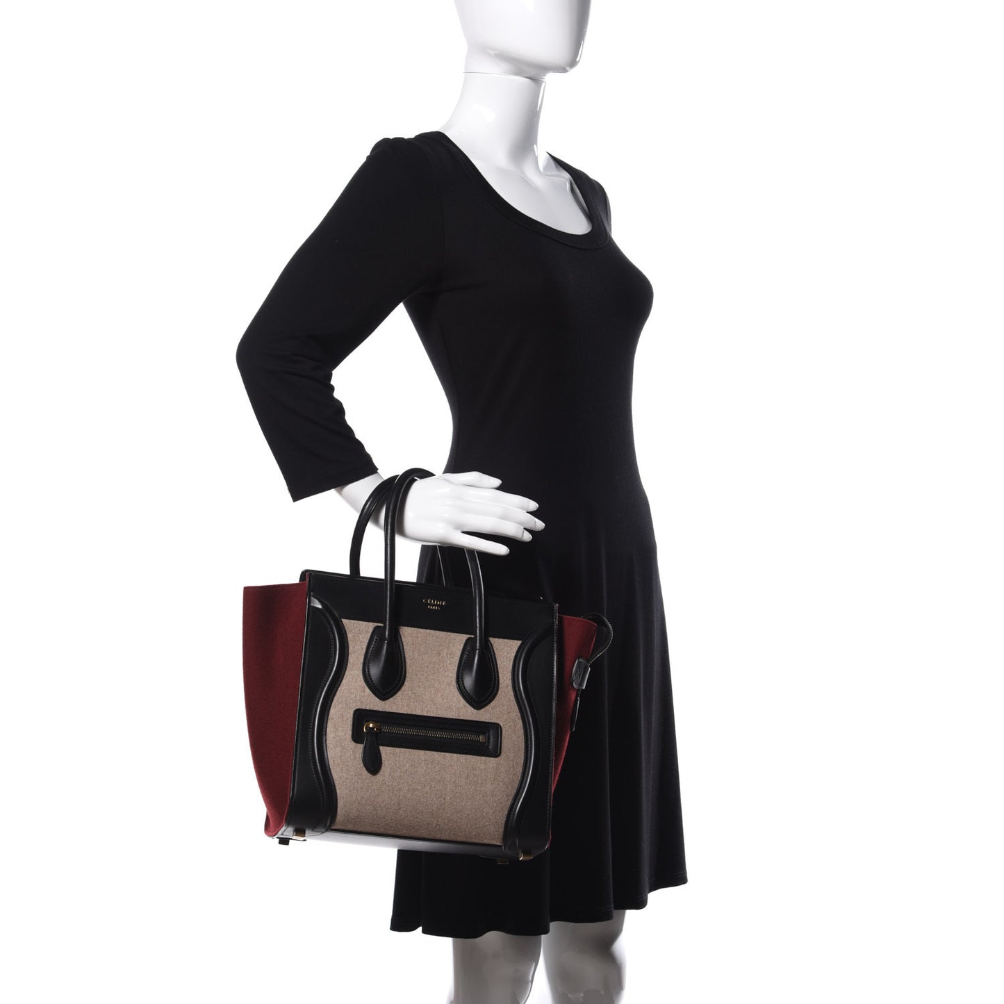 Felt Smooth Calfskin Micro Tri-Color Micro Luggage Beige