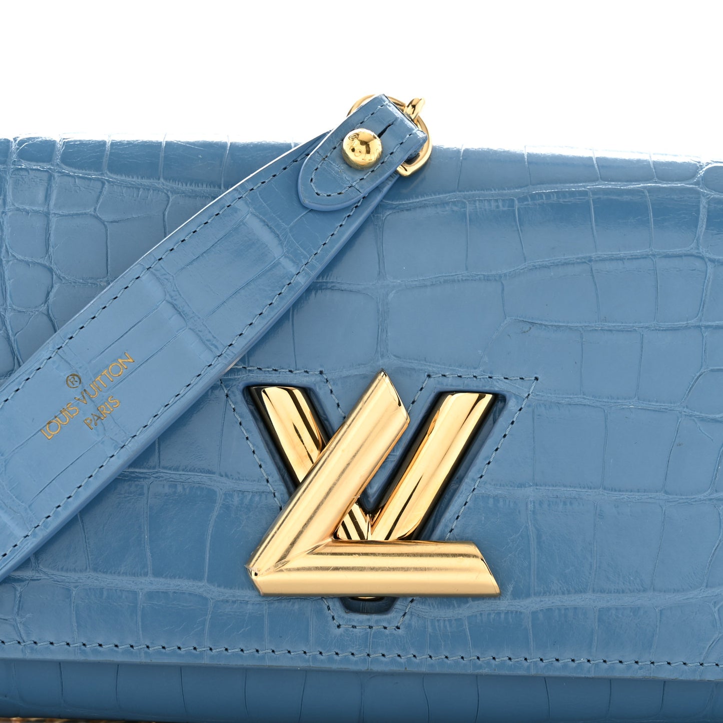 Crocodile Twist Chain Wallet Bleuet
