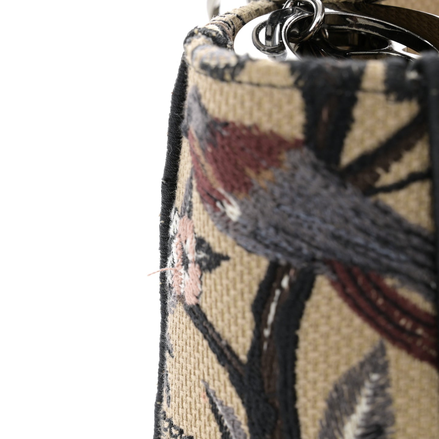 Canvas Embroidered Jardin D'Hiver Medium Lady D-Lite Beige Multicolor