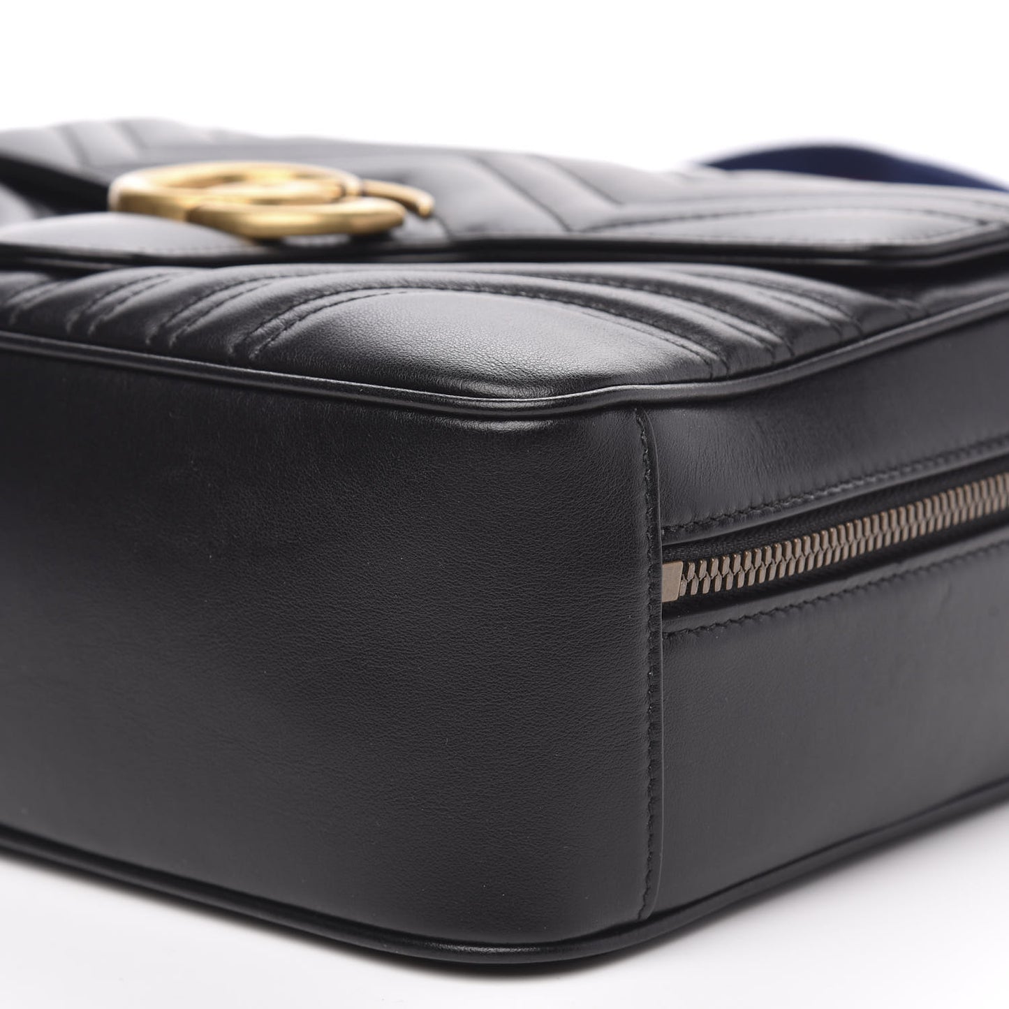 Calfskin Matelasse Sylvie Web Small GG Marmont Top Handle Shoulder Bag Black