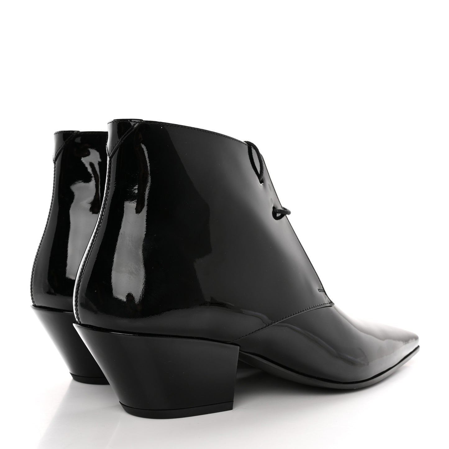 Patent Calfskin Theo Lace-Up Ankle Boots 40 Black