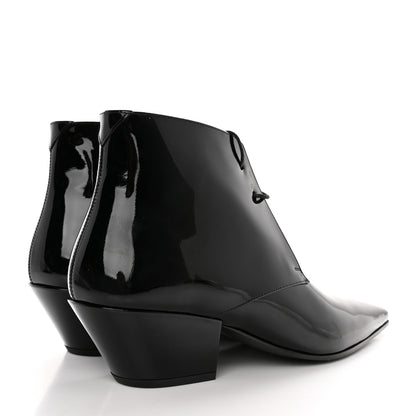 Saint Laurent Patent Calfskin Theo Lace-Up Ankle Boots 40 Black 4 of 12