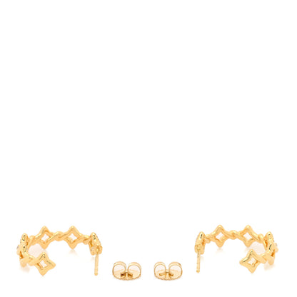 David Yurman 18K Yellow Gold Pave Diamond Small Venetian Quatrefoil Hoop Earrings 3 of 4