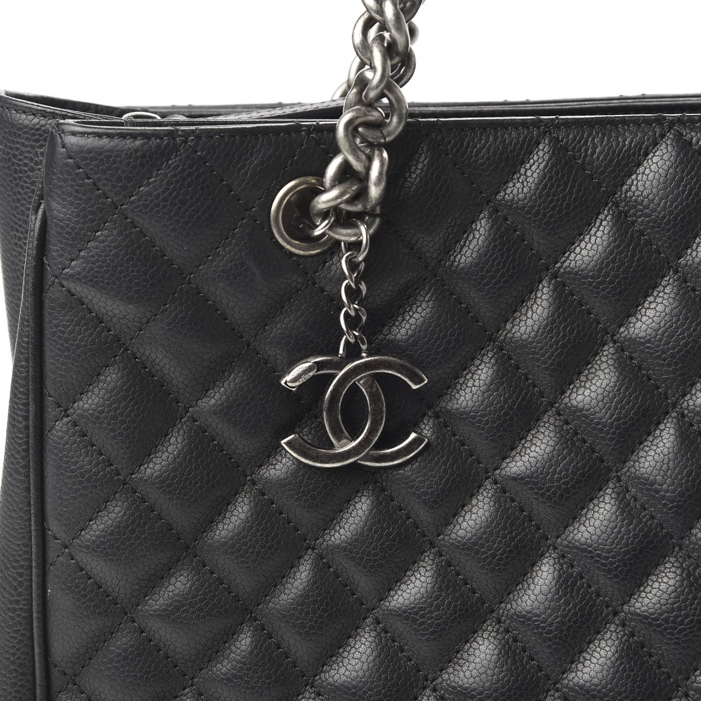 Caviar Quilted Medium Rock In Rome Tote Black