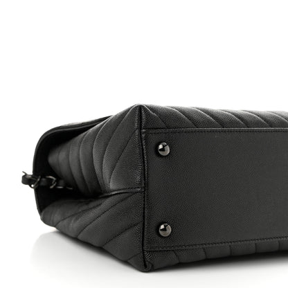 Chanel Caviar Chevron Quilted Small Coco Handle Flap So Black 9 of 11