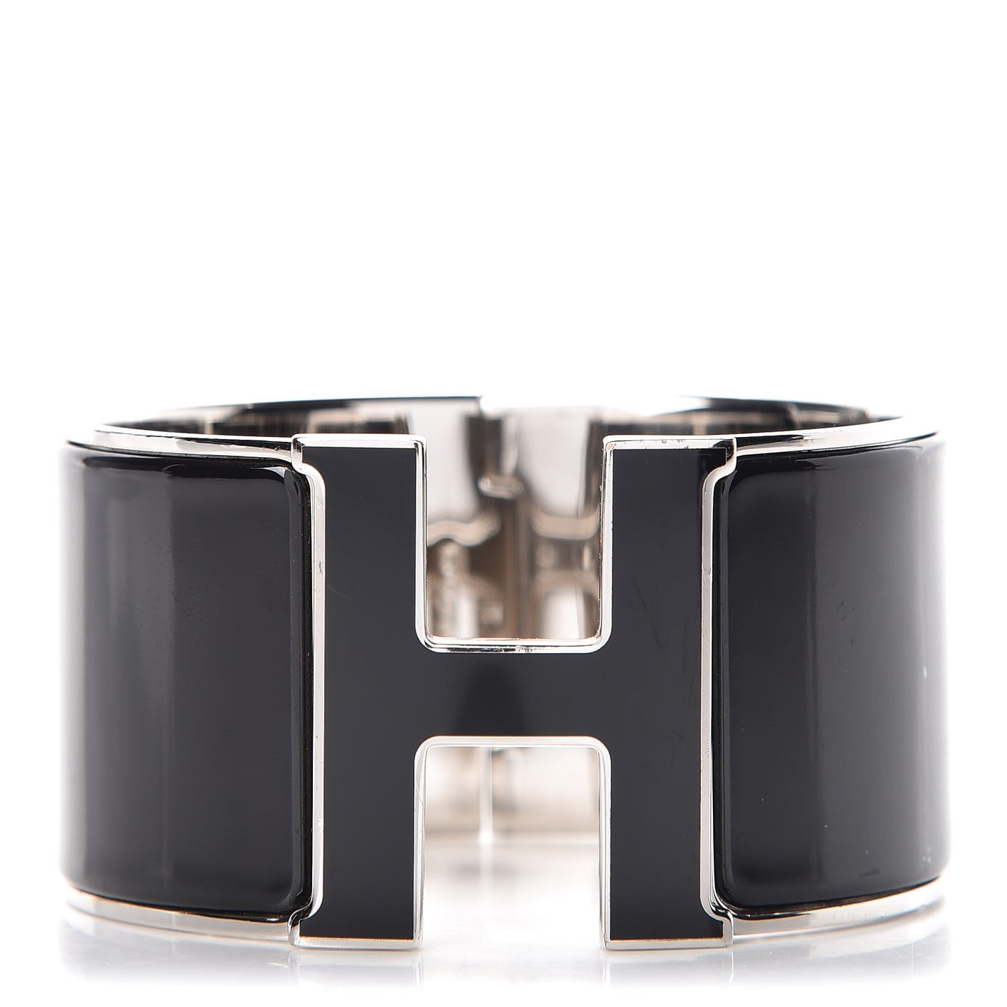 Enamel Extra Wide Clic Clac H Bracelet GM Black