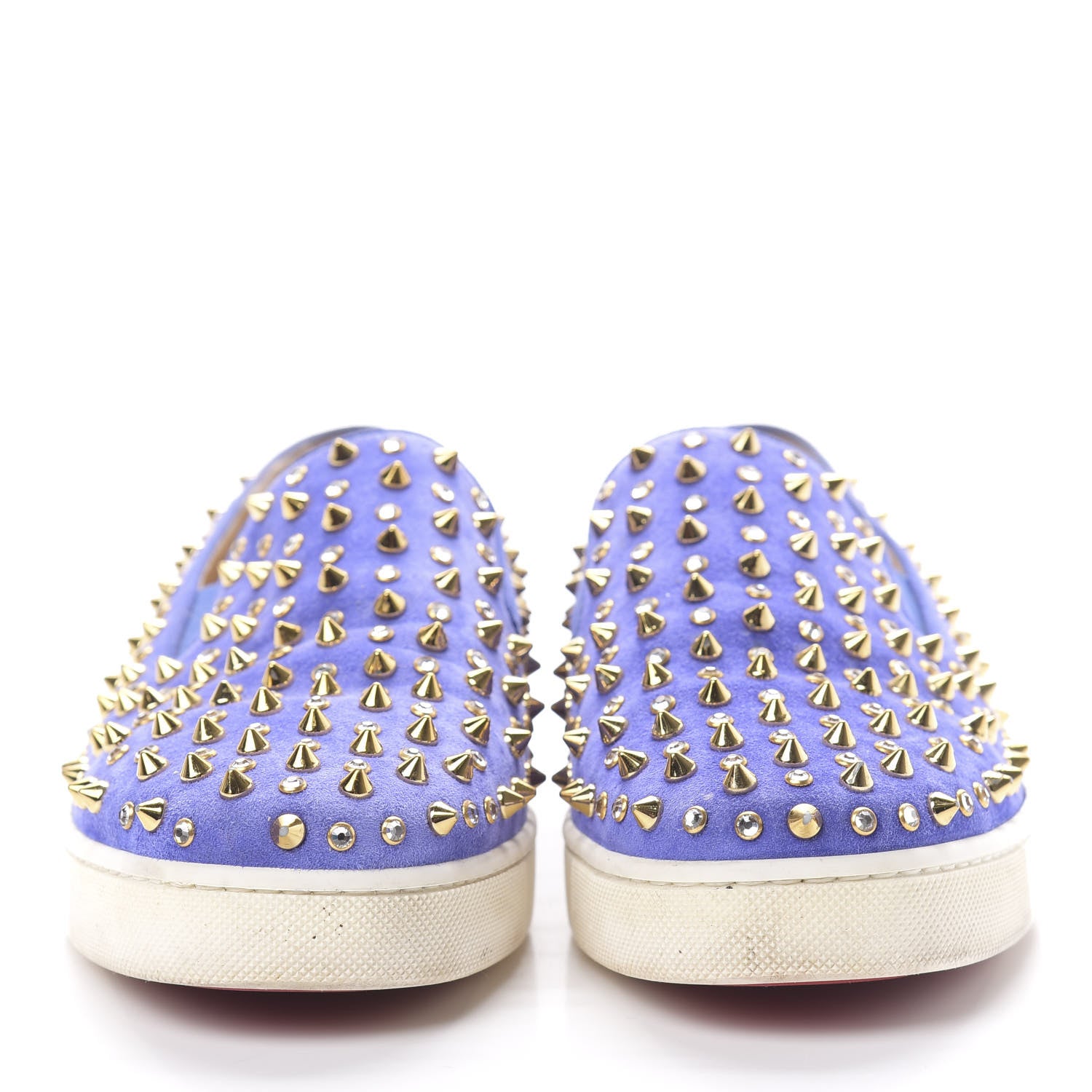 Christian Louboutin Veau Velours Spikes Roller Boat Flat 37 Purple 2 of 13