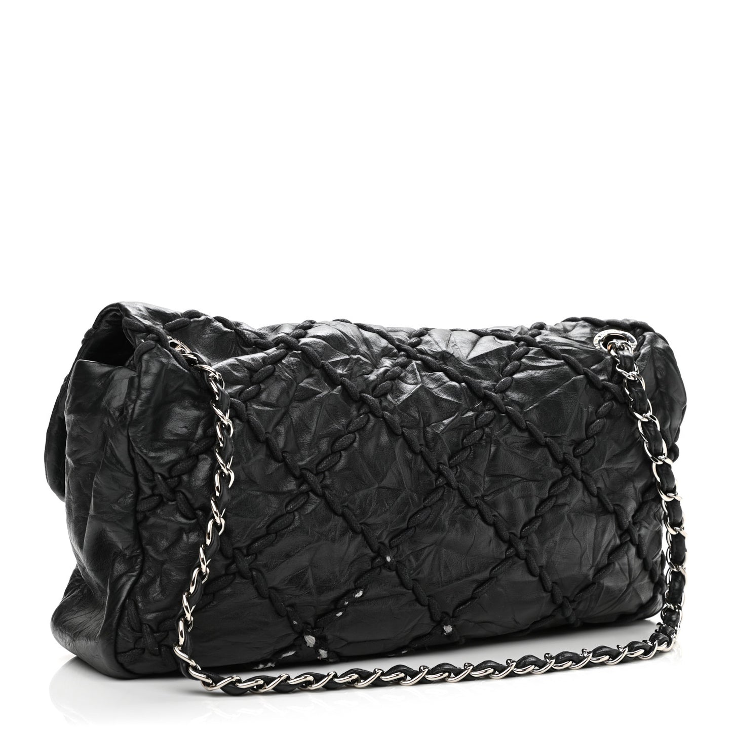 Calfskin Ultra Stitch Oversize Flap Black